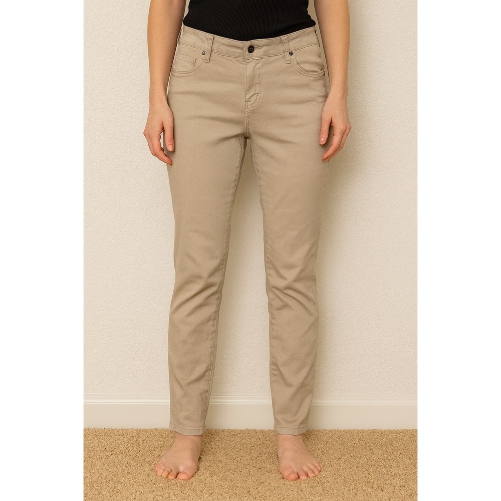 Minimalist Academia Preppy Pants Arizona Jean Co Skinny Khaki Tan Size 7 (32x27)